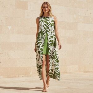 Hyacinth House Fern Floral Octavia Overlay Maxi Dress Green XS NWT Resortwear